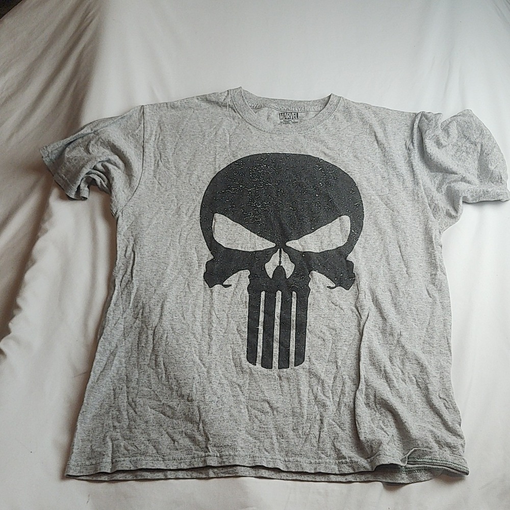 Marvel The Punisher Skull Graphic T-Shirt Heather Gray Men's Size Large